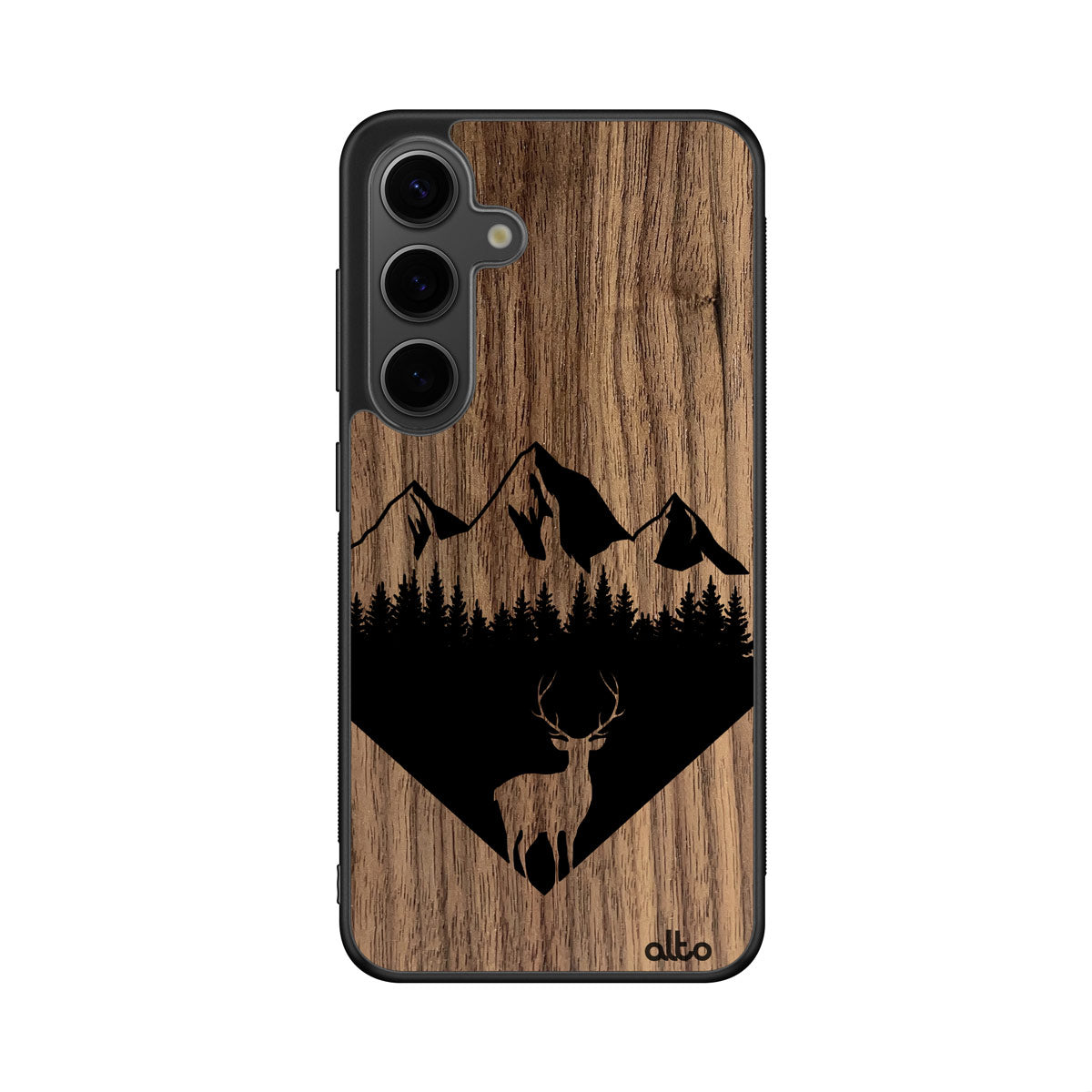 Walnut wood with Backcountry design engraved wood phone case for Samsung Galaxy Smartphones by Alto Collective