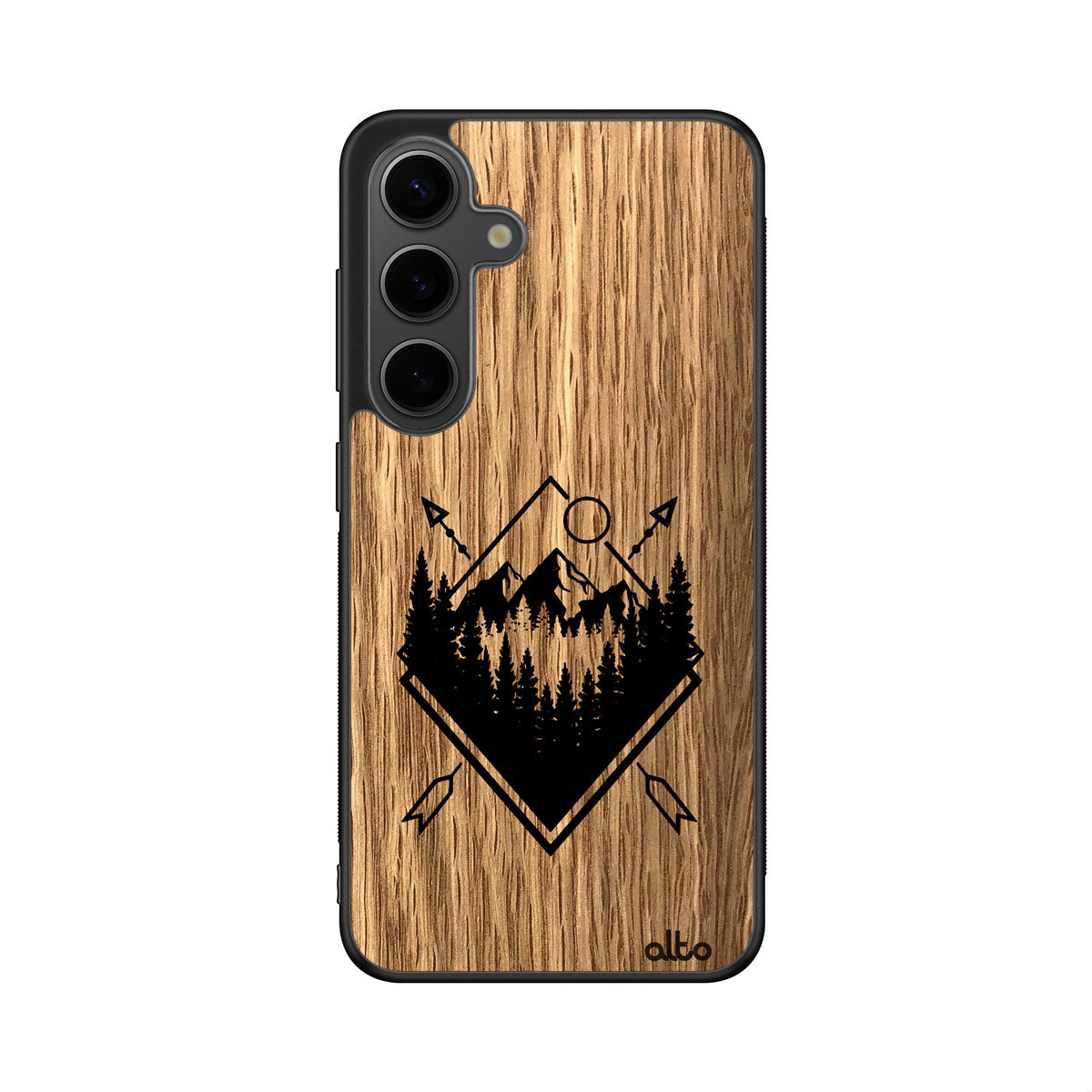Cherry wood with a Explore design engraved wood phone case for iSamsung Galaxy Smartphones by Alto Collective