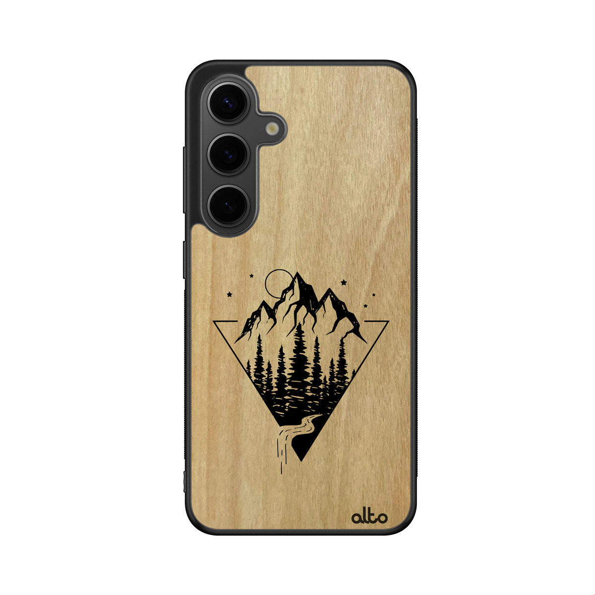 Maple wood with a Retreat kayak mountains design engraved wood phone case for iSamsung Galaxy Smartphones by Alto Collective