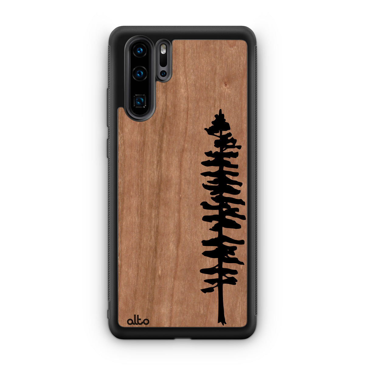 Huawei P40, P30 Pro, P30 Lite Wooden Case Sitka Design Cherry Wood Lightweight, Hand Crafted, Carved Phone Case
