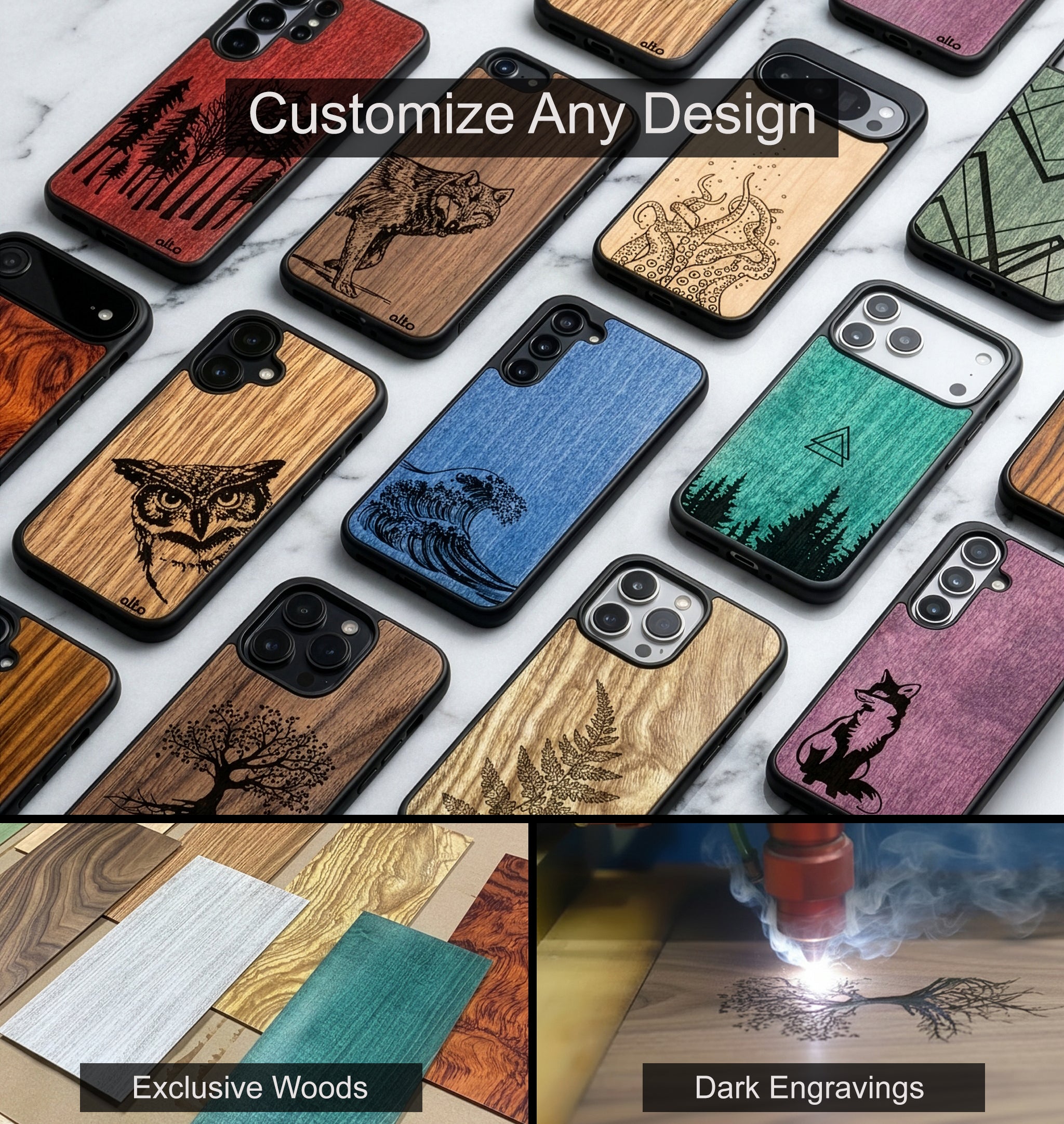 Custom Case Designer for Engraved Wood Phone Cases