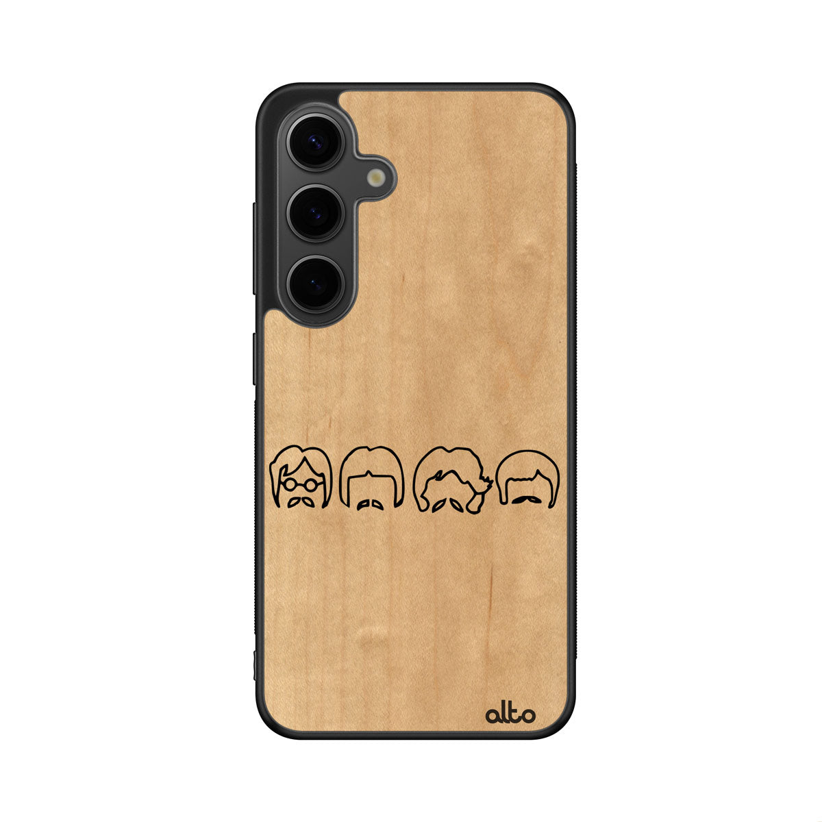 Maple wood with a beatles inspired design engraved wood phone case for Samsung Galaxy Smartphones by Alto Collective