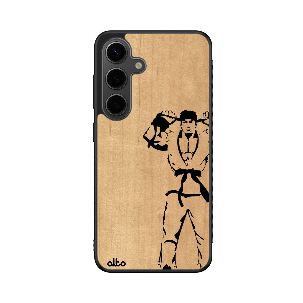 Maple wood with Ryu Street fighter design engraved wood phone case for Samsung Galaxy Smartphones by Alto Collective