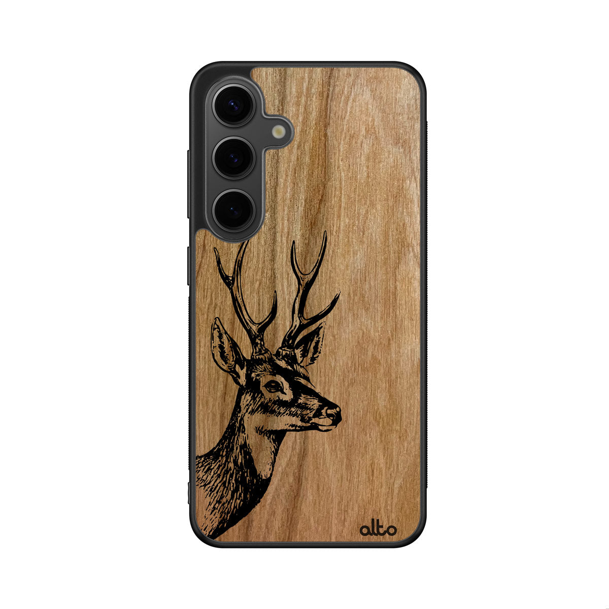 Cherry wood with a Deer design engraved wood phone case for Samsung Galaxy Smartphones by Alto Collective