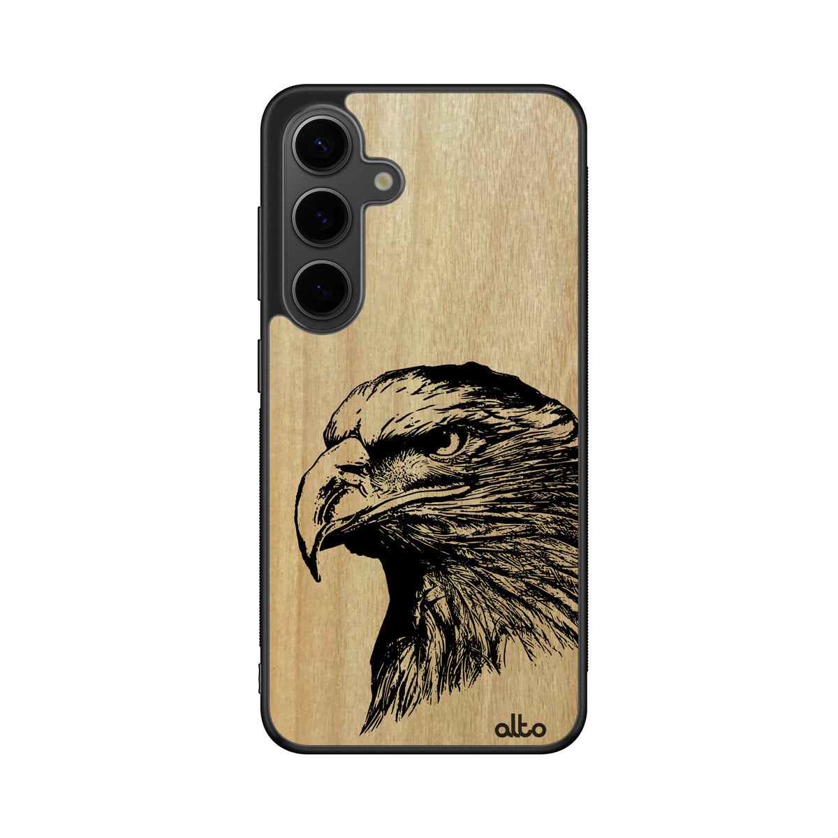 Anigre wood with Eagle design engraved wood phone case for Samsung Galaxy Smartphones by Alto Collective