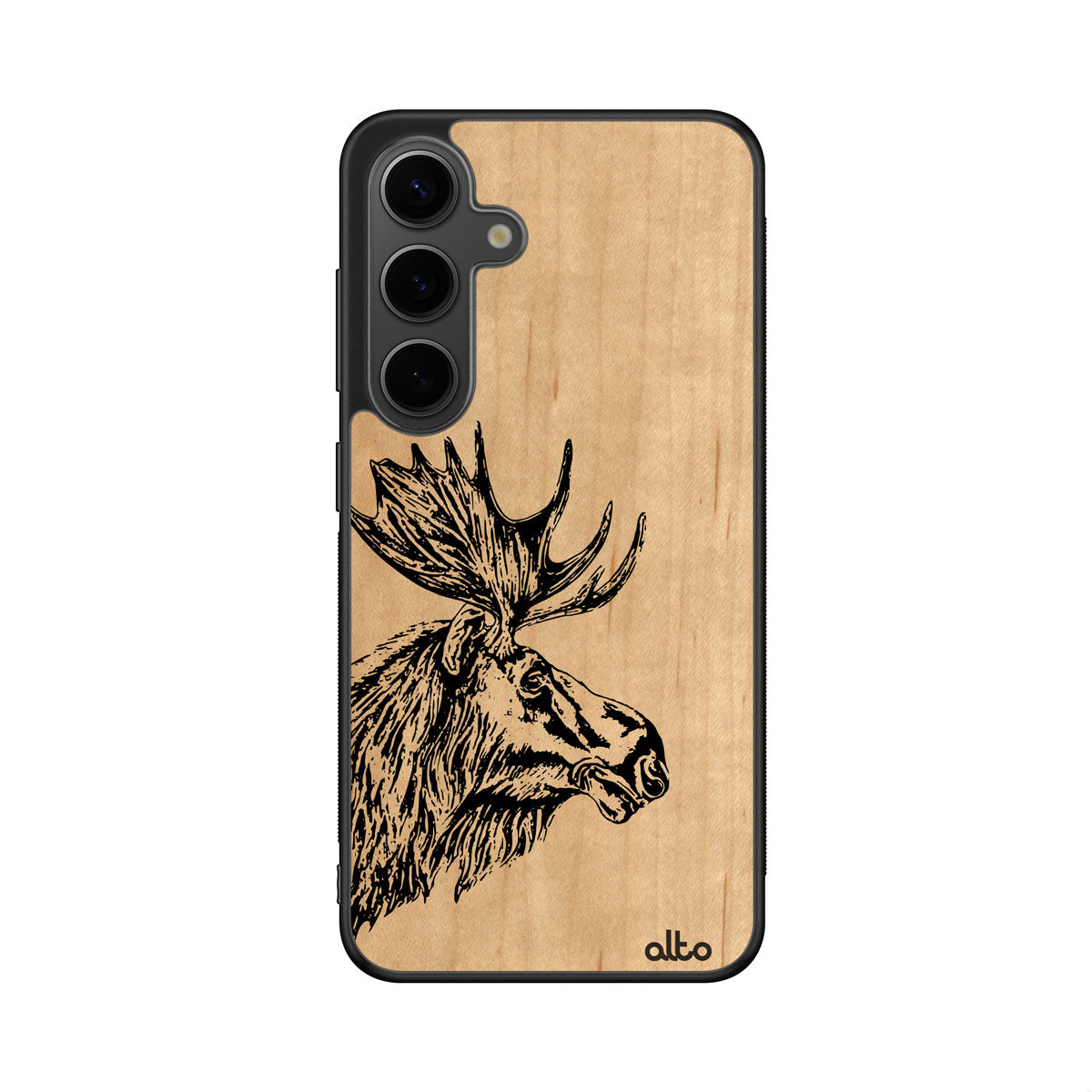 Maple wood with Moose design engraved wood phone case for Samsung Galaxy Smartphones by Alto Collective
