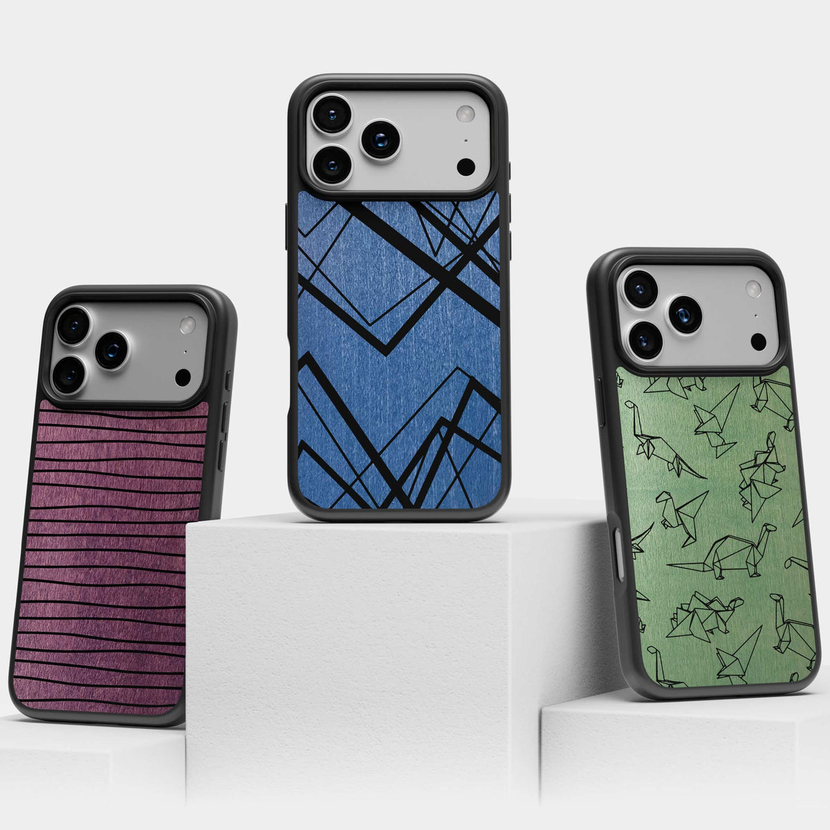 Pattern & Print Wood Phone Cases | Modern Geometric Engravings