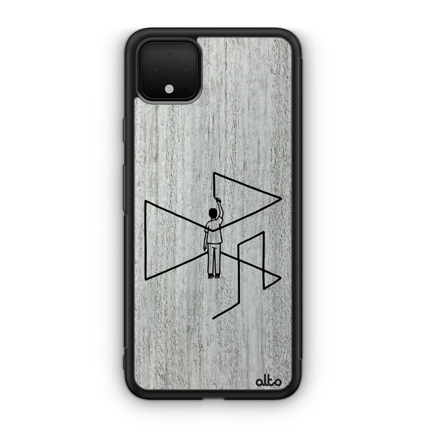 Google Pixel 10 Pro XL, 9 Pro, 8 Wooden Case - Outside The Box Design | Whitewash Mahogany |Lightweight, Hand Crafted, Carved Phone Case