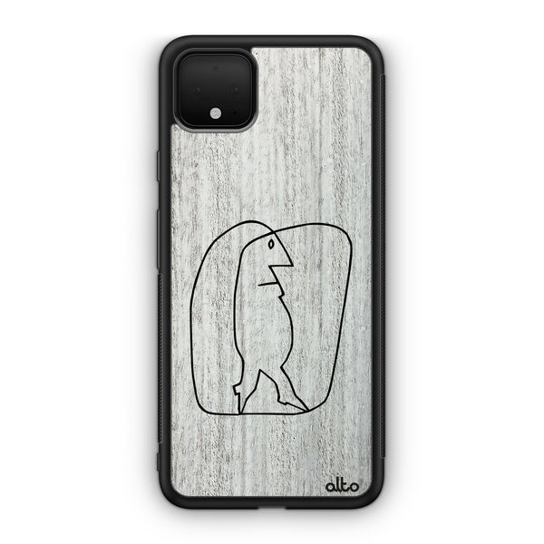 Google Pixel 10 Pro XL, 9 Pro, 8 Wooden Case - Walking In Circles Design | Whitewash Mahogany |Lightweight, Hand Crafted, Carved Phone Case