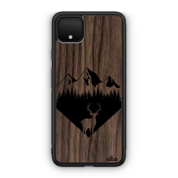 Google Pixel 9 Pro XL, 8 Pro, 7 Pro Wooden Case - Backcountry Design | Walnut Wood |Lightweight, Hand Crafted, Carved Phone Case