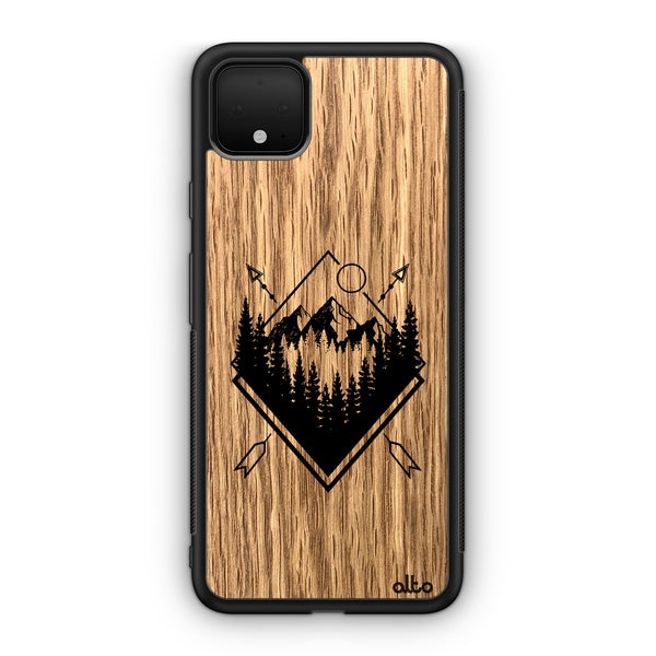 Google Pixel 9 Pro XL, 8 Pro, 7 Pro Wooden Case - Explore Design | Oak Wood |Lightweight, Hand Crafted, Carved Phone Case