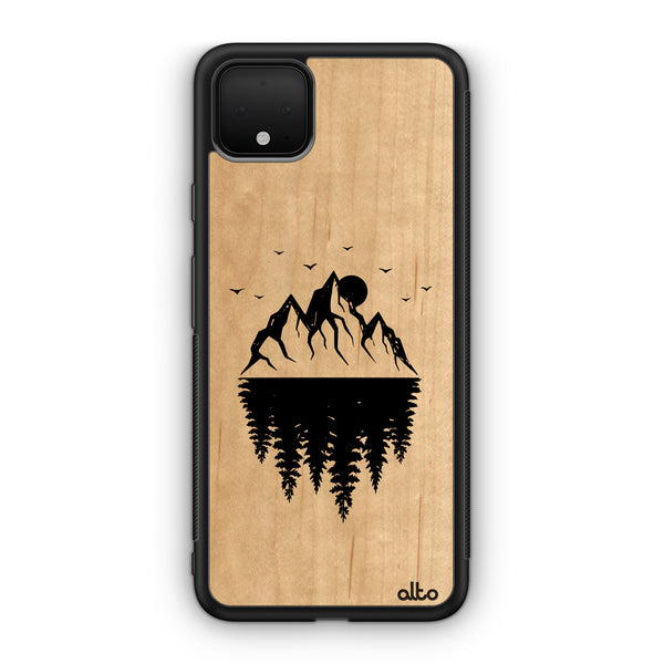 Google Pixel 10 Pro XL, 9 Pro, 8 Wooden Case - Reflections Design | Maple Wood |Lightweight, Hand Crafted, Carved Phone Case