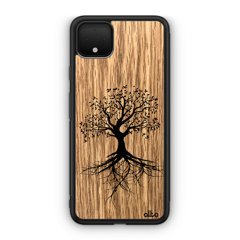 Google Pixel 9 Pro XL, 8 Pro, 7 Pro Wooden Case - Tree of Life Design | Oak Wood |Lightweight, Hand Crafted, Carved Phone Case
