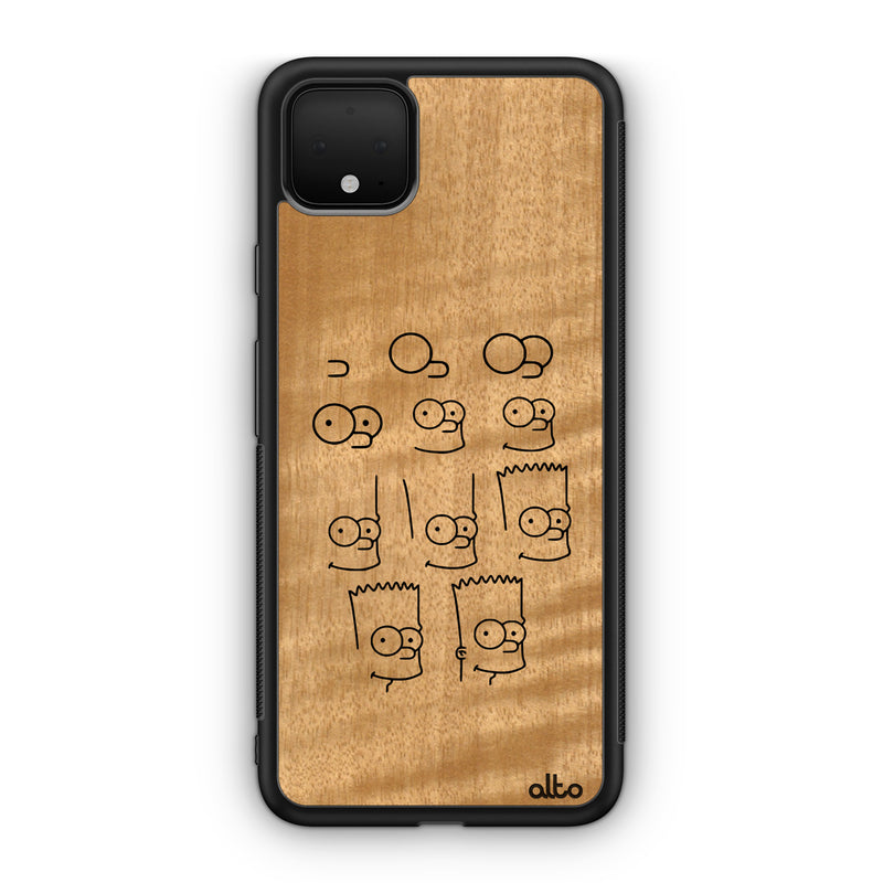 Google Pixel 6, 6Pro, 5A Wooden Case - Bart Design | Anigre Wood |Lightweight, Hand Crafted, Carved Phone Case