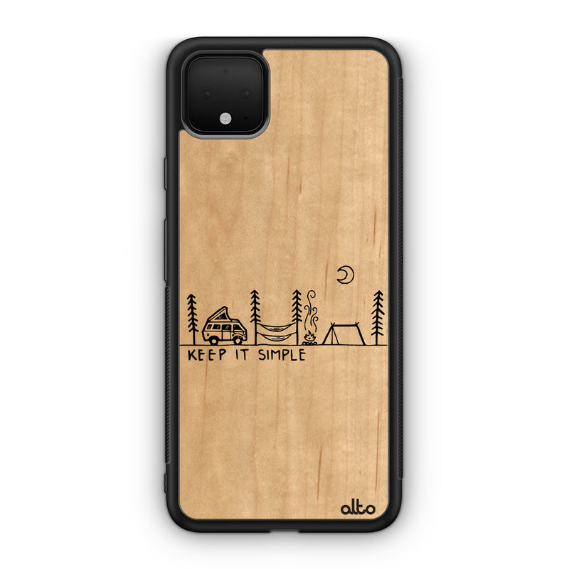 Google Pixel 6, 6Pro, 5A Wooden Case - Van Life Design | Maple Wood |Lightweight, Hand Crafted, Carved Phone Case