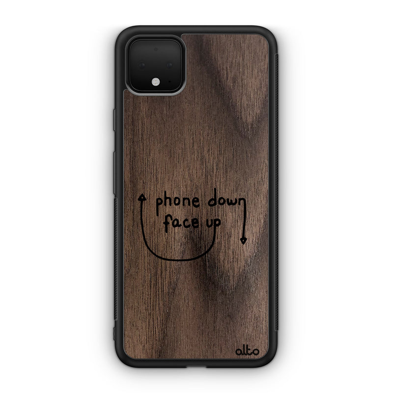 Google Pixel 9 Pro XL, 8 Pro, 7 Pro Wooden Case -Face Up Design | Walnut Wood |Lightweight, Hand Crafted, Carved Phone Case