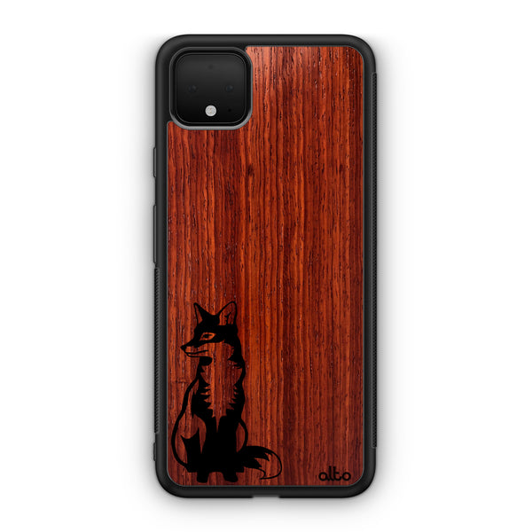 Google Pixel 10 Pro XL, 9 Pro, 8  Wooden Case - Wild Fox Design | Padauk Wood |Lightweight, Hand Crafted, Carved Phone Case
