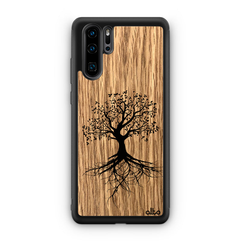 Huawei P40, P30 Pro, P30 Lite Wooden Case - Tree Of Life Design | Oak Wood | Lightweight, Hand Crafted, Carved Phone Case