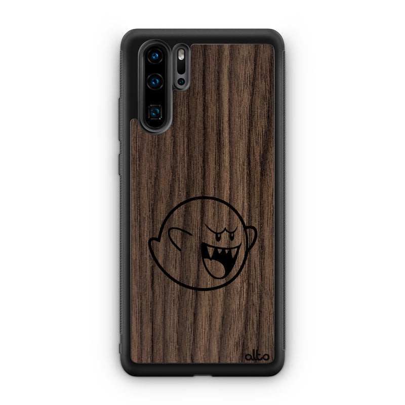Huawei P40, P30 Pro, P30 Lite Wooden Case - Boo Design | Olive Wood | Lightweight, Hand Crafted, Carved Phone Case
