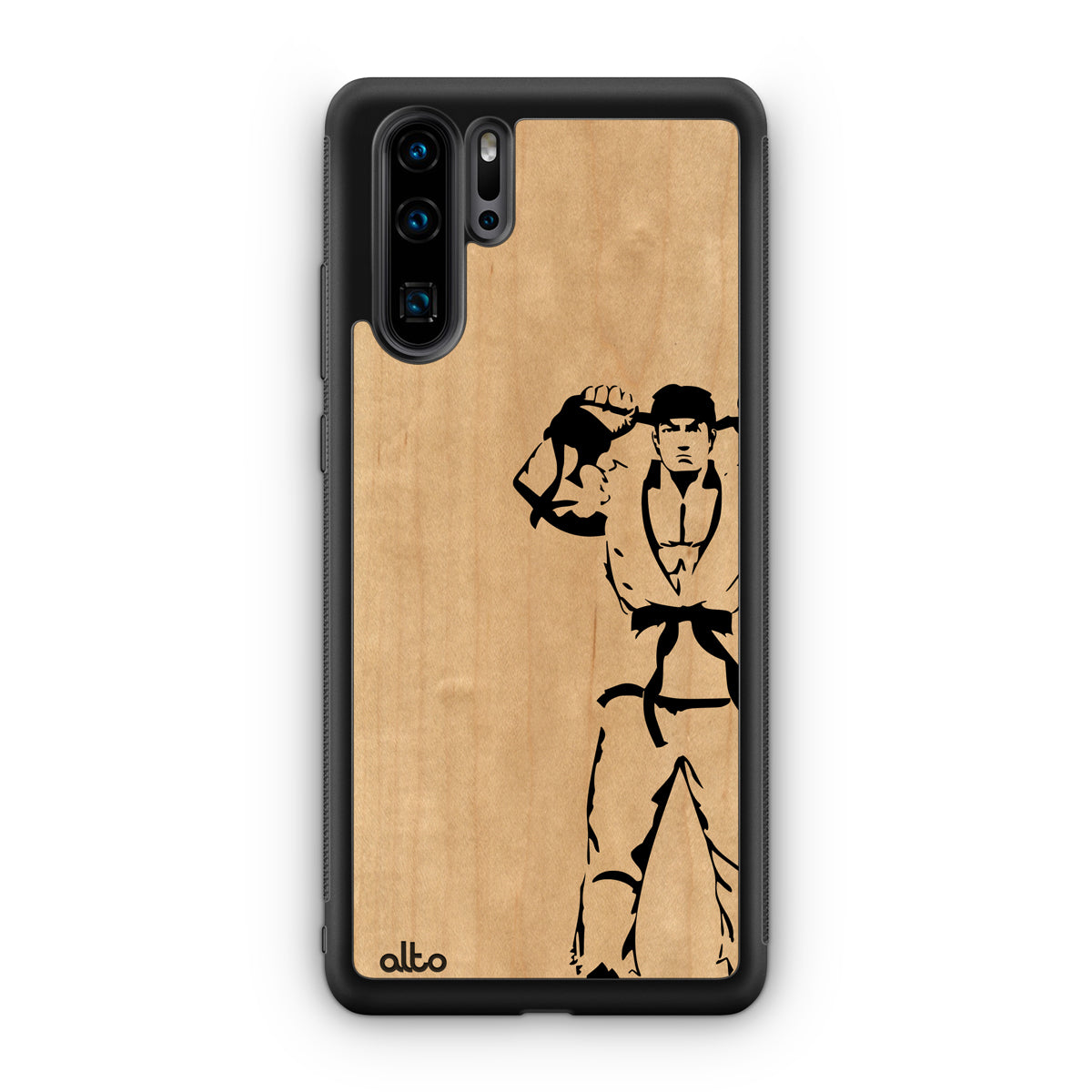Huawei P40, P30 Pro, P30 Lite Wooden Case - Ryu Ready Design | Maple Wood | Lightweight, Hand Crafted, Carved Phone Case