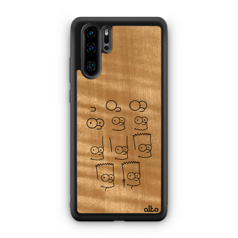 Huawei P40, P30 Pro, P30 Lite Wooden Case - Bart Design | AnigreWood | Lightweight, Hand Crafted, Carved Phone Case