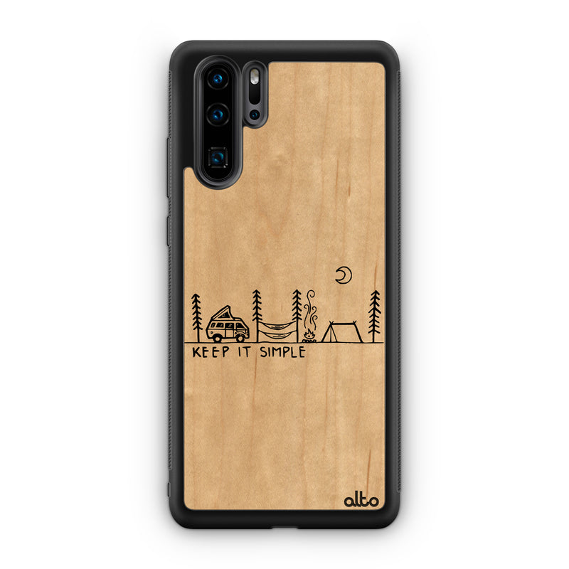 Huawei P40, P30 Pro, P30 Lite Wooden Case - Van Life Design | Maple Wood | Lightweight, Hand Crafted, Carved Phone Case