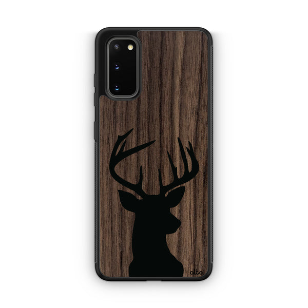 Samsung S25, S24, S23 FE Wooden Case - Buck Design | Walnut Wood | Lightweight, Hand Crafted, Carved Phone Case