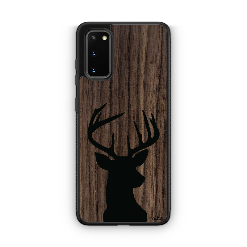 Samsung S22, S21, S20 FE Wooden Case - Buck Design | Walnut Wood | Lightweight, Hand Crafted, Carved Phone Case
