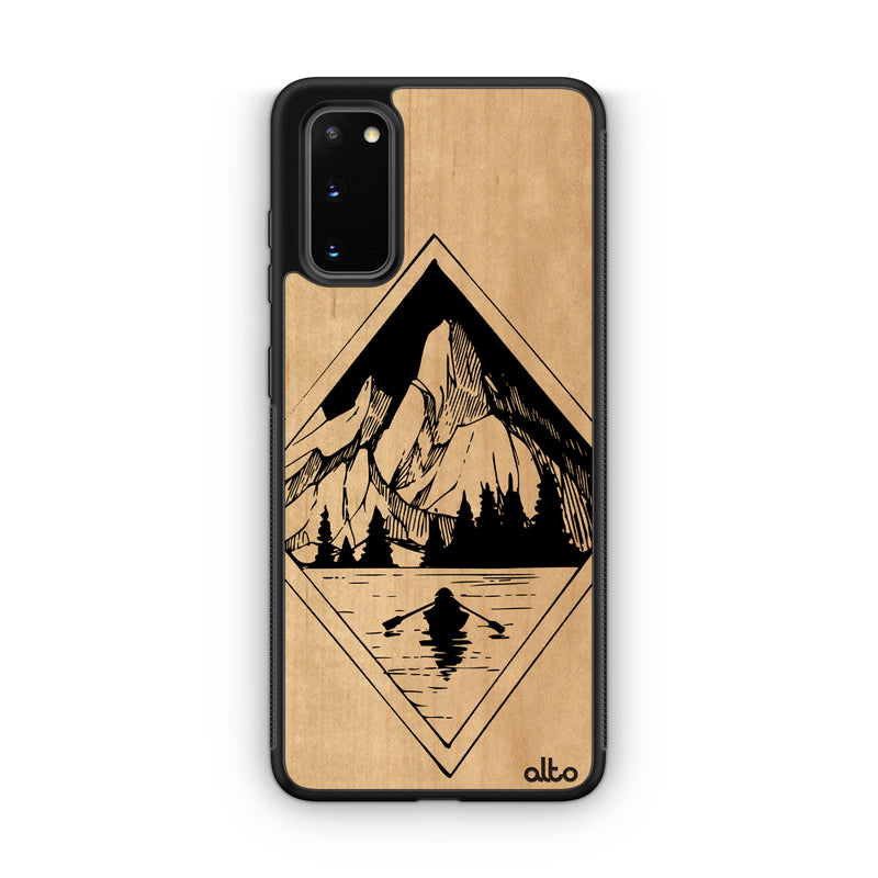 Samsung S22, S21, S20 FE Wooden Case - Retreat Design | Maple Wood | Lightweight, Hand Crafted, Carved Phone Case