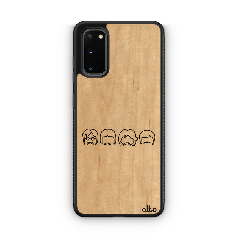 Samsung S22, S21, S20 FE Wooden Case - Beatles Design | Maple Wood | Lightweight, Hand Crafted, Carved Phone Case
