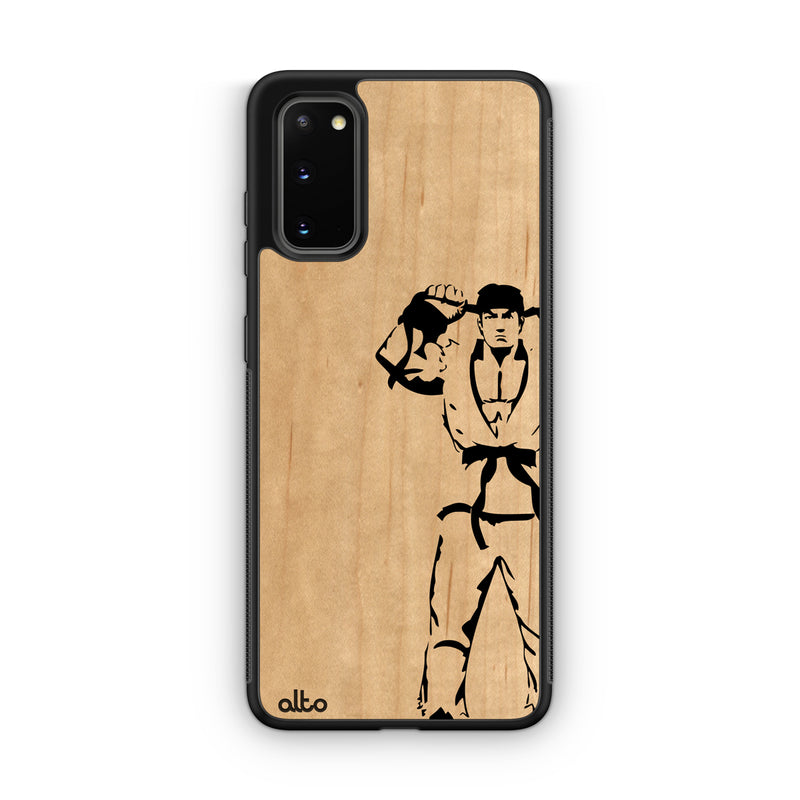 Samsung S25, S24, S23 FE Wooden Case - Ryu Ready Design | Maple Wood | Lightweight, Hand Crafted, Carved Phone Case