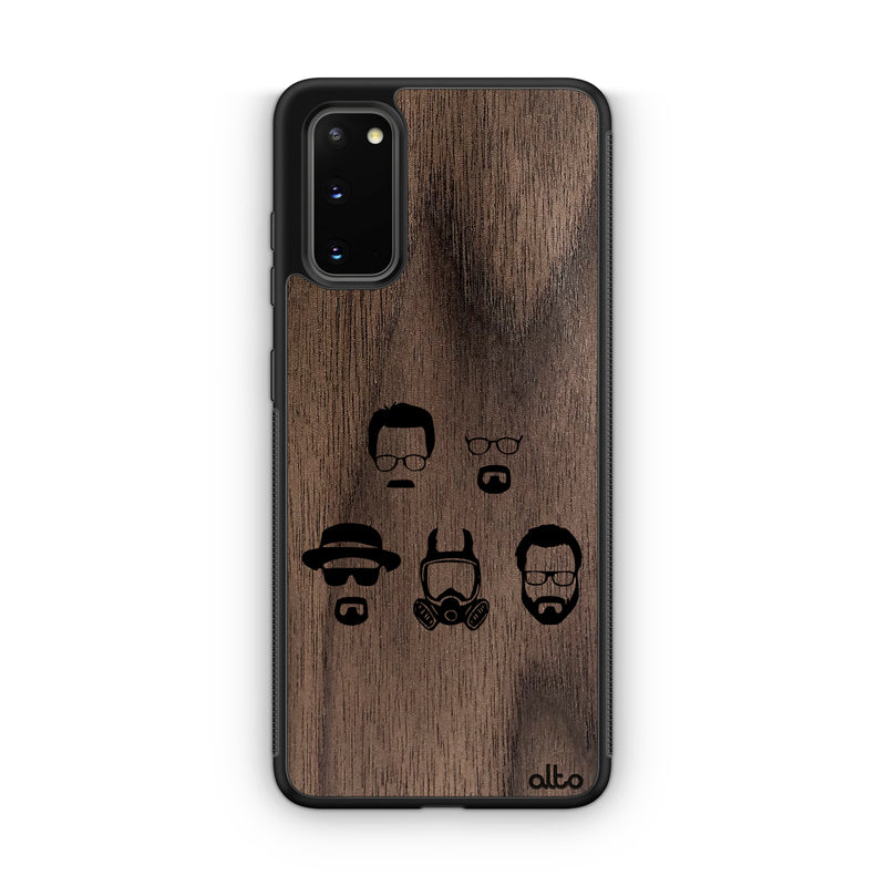 Samsung S22, S21, S20 FE Wooden Case - Walter White Senior Design | Walnut Wood | Lightweight, Hand Crafted, Carved Phone Case