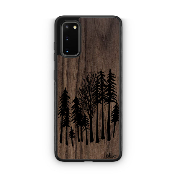 Samsung S25, S24, S23 FE Wooden Case - Forest Design | Walnut Wood | Lightweight, Hand Crafted, Carved Phone Case