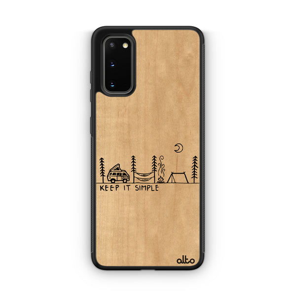 Samsung S25, S24, S23 FE Wooden Case - Van Life Design | Maple Wood | Lightweight, Hand Crafted, Carved Phone Case