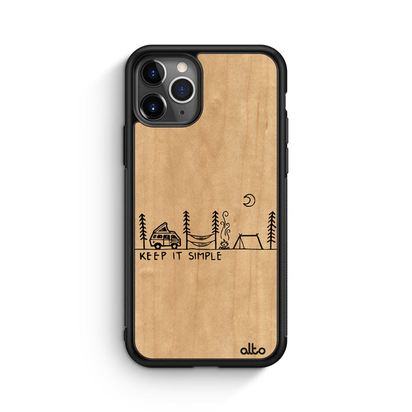 Apple iPhone 16, 15, 14 Wooden Case - Van Life Design | Maple Wood |Lightweight, Hand Crafted, Carved Phone Case