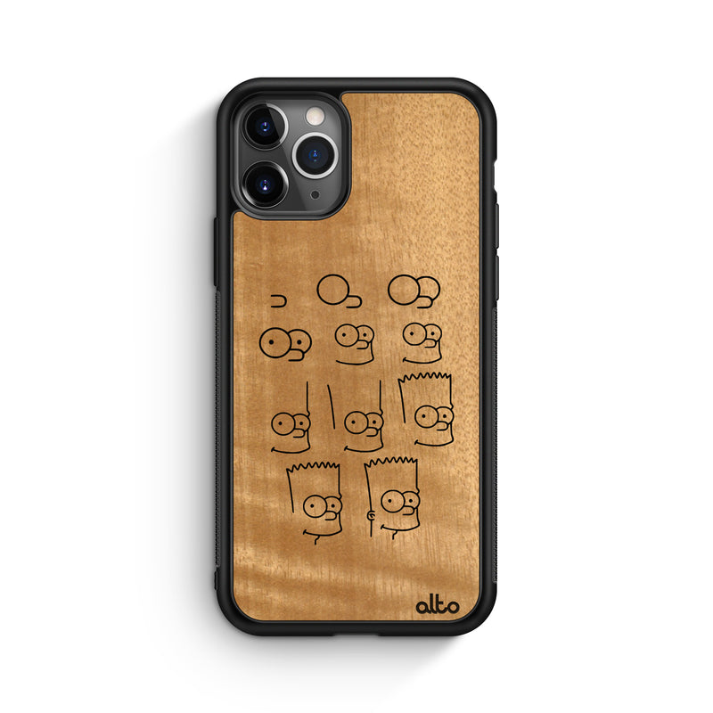 Apple iPhone 13, 12, 11 Wooden Case - Bart Design | Anigre Wood |Lightweight, Hand Crafted, Carved Phone Case