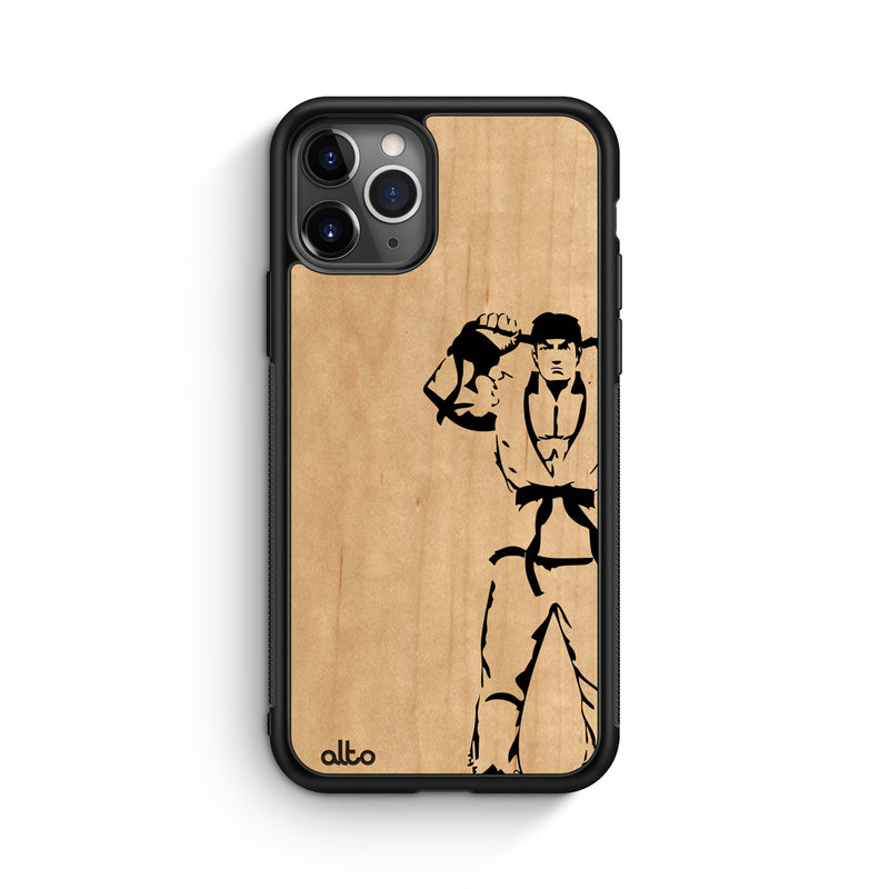 Apple iPhone 13, 12, 11 Wooden Case - Ryu Ready Design | Maple Wood |Lightweight, Hand Crafted, Carved Phone Case